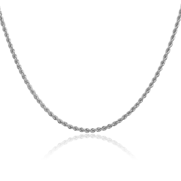14k White Gold 20 Inch 2.25mm Link Rope Lobster Clasp Chain Necklace Pendant Charm Fine Jewelry For Women Gifts For Her