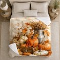 thumbnail image 5 of Harvest Pumpkin Wheat Bouquet Still Life Rustic Farmhouse, Rustic Botanical Portrait, Warm Flannel Blanket for Ranch House and Living Room, Animal Lovers Thanksgiving Gift, Rustic Home Decor, 5 of 9