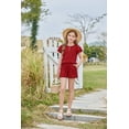 thumbnail image 5 of Arshiner Girls Summer Outfits 2 Piece Sets Ruffle Short Sleeve Button Down Shirts and Shorts Set Kids Clothes with Pockets, 5 of 7