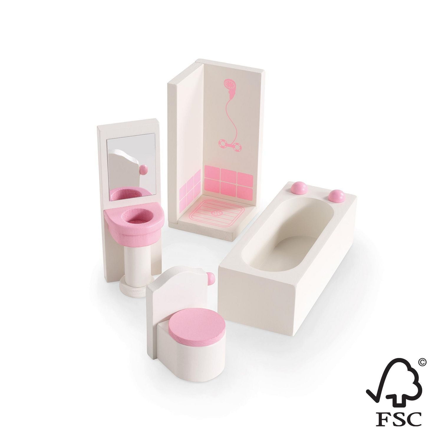 Spark Wooden Doll House Bathroom Set