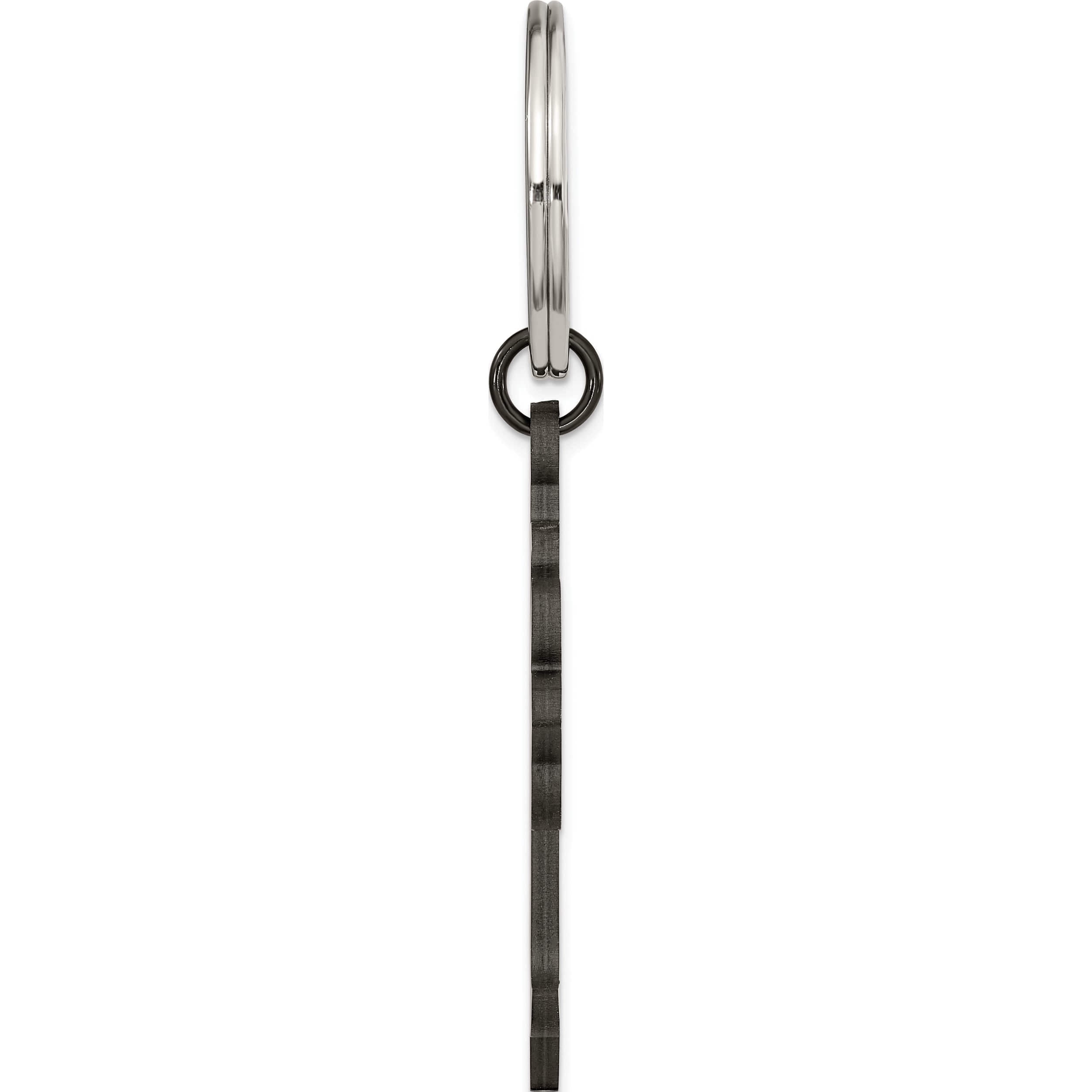 Stainless Steel Polished Black Ip-Plated Cross Key Ring Made In China srk119
