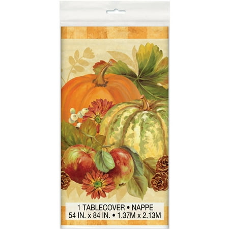 Plastic Pumpkin Harvest Fall Table Cover, 84