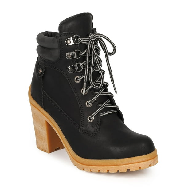 gwen canvas lace up lug sole boot