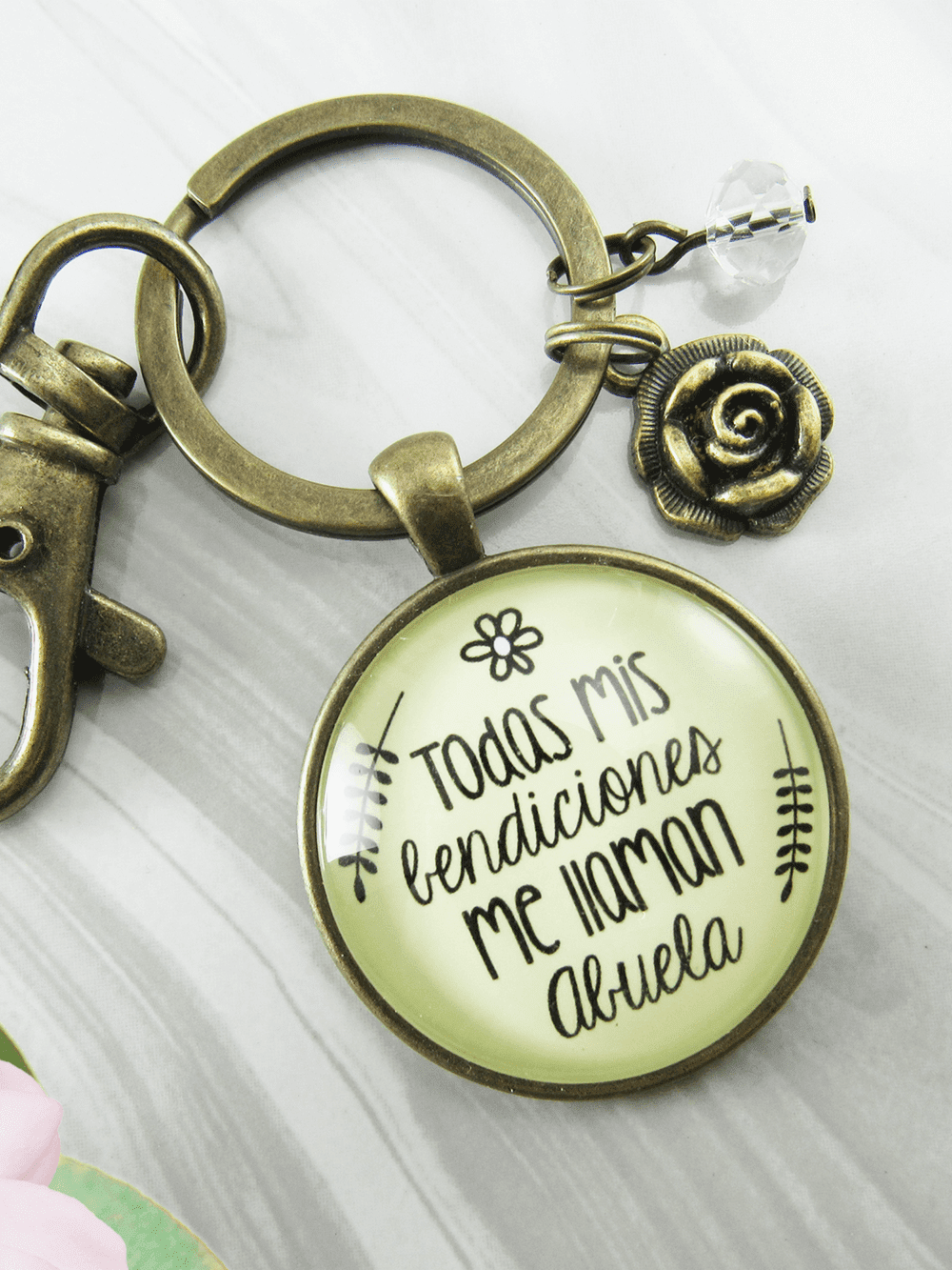 Abuela Keychain All My Blessings Spanish Grandma Womens Family Gift Jewelry