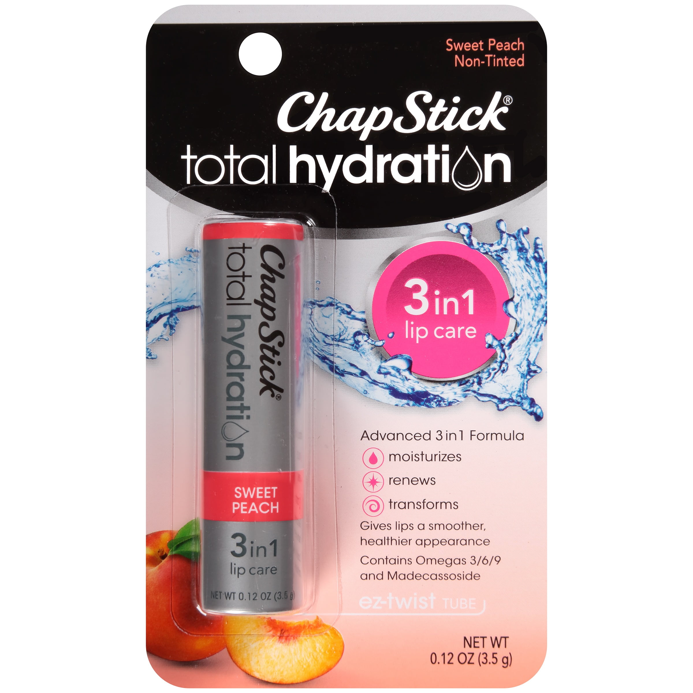 ChapStick® Total Hydration Sweet Peach 3-in-1 Lip Care 0.12 oz. Carded Pack