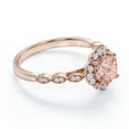 thumbnail image 3 of JeenMata Vintage 1 ct Round Cut created morganite Halo Promise Ring in 18K Rose Gold over Silver, 3 of 6
