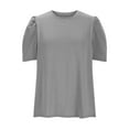 thumbnail image 3 of Women's Puff Sleeve Tops Crew Neck T-Shirt Solid Basic Tunic Tee Trendy Elegant Shirts Going Out Holiday Blouses Tees Costume Summer 2025, 3 of 6