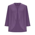 thumbnail image 5 of BiZtdJrK 3/4 Sleeve Cardigan for Women Lightweight Open Front Casual Bolero Shrugs Lightweight Cover Ups Fall Clothes Purple L Birthday Gifts, 5 of 9