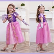 Jurebecia Girls Princess Costume, Floral Puffy Dress for Halloween Cosplay, Kids Birthday Party Dress with Accessories 6(4-5Years)