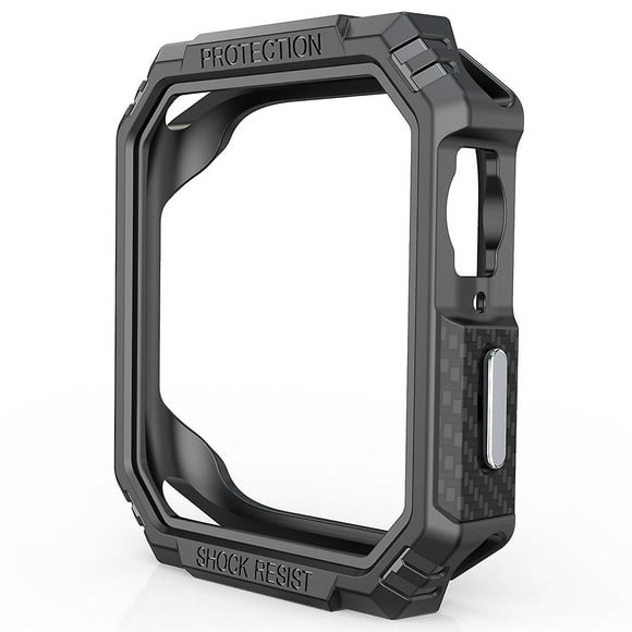 (Black)For Apple Watch series 7 40mm carbon fiber TPU smart watch shell collision protection frame