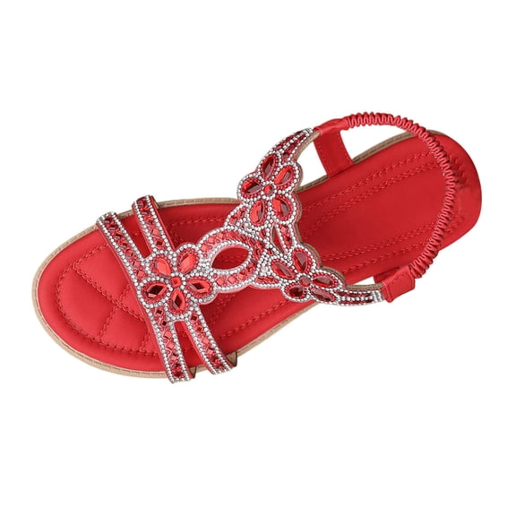 Wovix Women's Sandals Trendy Shoes Flat Shoes Party Wear Ankle Strap Open Toe Commuting Sandals Casual Daily Wear Red 36