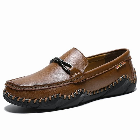 Men's Casual Loafers Slip On Leather Shoes Comfortable Lightweight Driving Shoes Male Moccasins Classic Penny Loafer Flats Boat Shoes Outdoor Walking Shoes