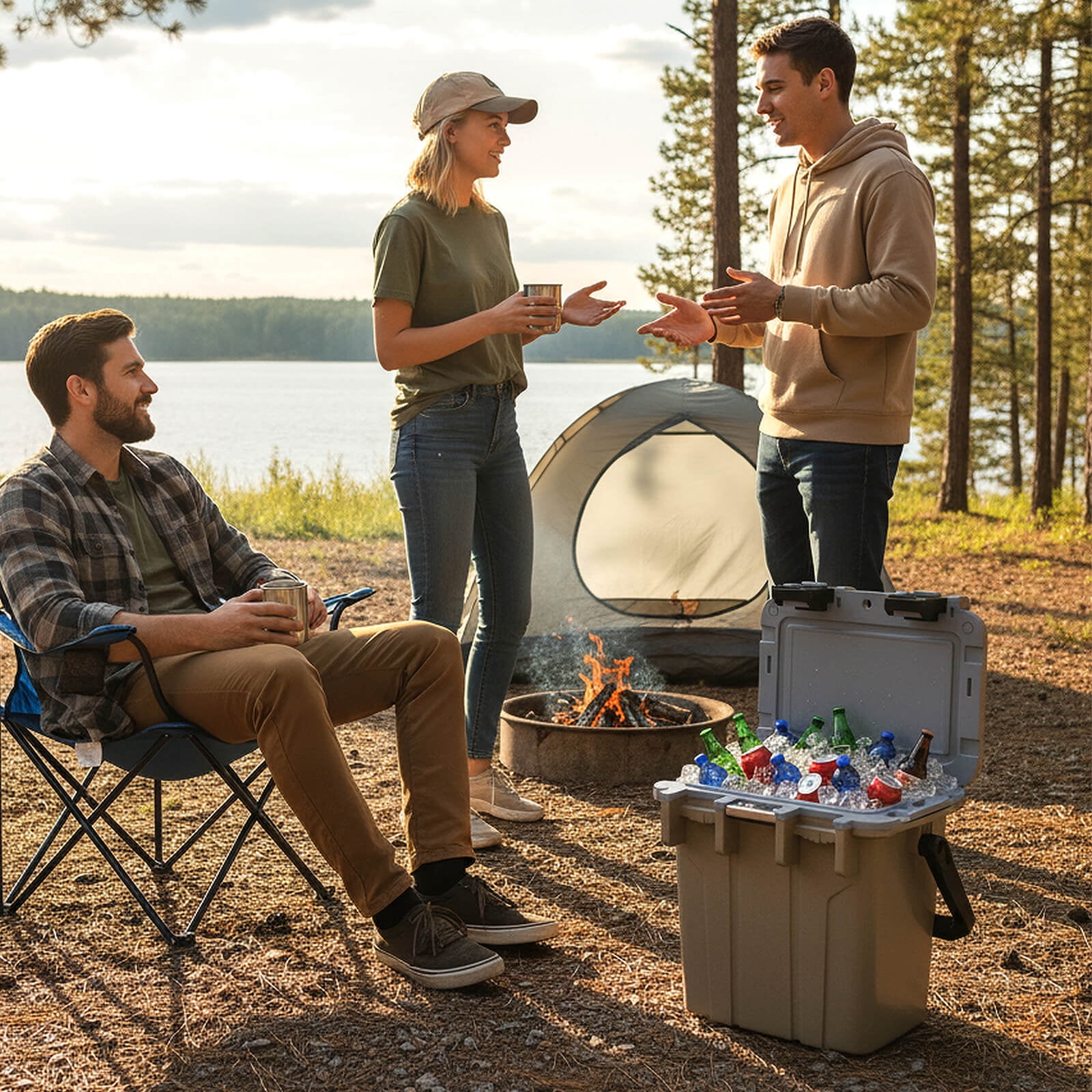 Costway 21 QT Ultra-Light Injection Molded Cooler with Swing-up Handle & Bottle Opener Coffee