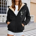 thumbnail image 2 of Bibifish Womens Fleece-Lined Full Zip Hoodies With Butterfly Print Hoodies With Side Pockets Relaxed Fit Casual Spring Daily Warm Wear Pullover Tops, 2 of 5