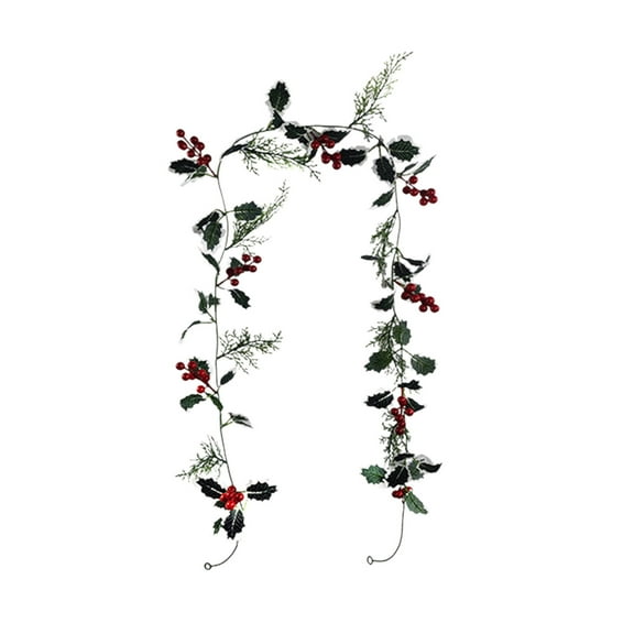 KOYPTL Christmas Decorations Eucalyptus Garland,71 Inch Green Leaves Wreath Vines Garlands Decorations,Artificial Red Berry Garland for Fireplace Mantle Indoor Outdoor Party Home Decor