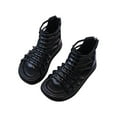 thumbnail image 2 of SGFCWSX Girls Gladiator Sandals Kids Wedge Zipper Ankle Strap Summer Fashion Shoes Black Size 5.5 Years, 2 of 3