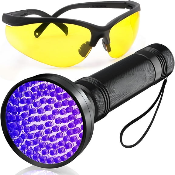 CCOCC Air Conditioner Leak Detection: 100 LED Car AC UV Dye Leak Detector Kit with Protective Glasses - Automotive Professional Tool