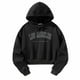 thumbnail image 3 of Sudadera con Capucha Recortada para Mujer, Sudadera con Capucha, Ropa para Mujer, Sudadera con Capucha con cordón Simple Negra, Jersey para Fiesta de SG, 3 of 10