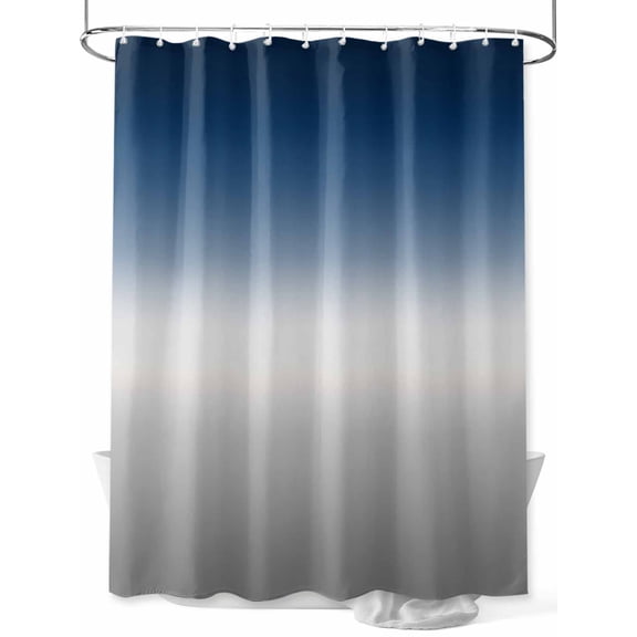 Boanket Polyester Fabric Navy Blue Gray Ombre Shower Curtain, Modern Gradient Abstract Art Waterproof Bathtub Curtain Bathroom Decor Set with Hooks 48 x 72 Inches,