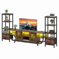 thumbnail image 3 of Uforic TV Stand for TVs up to 65", LED Entertainment Center with Bookshelf & Power Outlet & Fabric Drawer, Brown, 3 of 9
