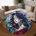 thumbnail image 3 of Round Rug, Manga Girl Art Design Soft Washable Carpet, Non-Slip Floor Mat for Living Room Bedroom Home Decor 59 Inch, 3 of 6