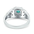 thumbnail image 3 of Celtic Art Deco Ring Round Paraiba Tourmaline CZ 925 Sterling Silver Size 8, 3 of 6