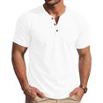 thumbnail image 5 of Zimjoy Men's Henley T Shirt Short Sleeve Stretchy Button Placket Loose Fit T-Shirts Casual Everyday Crew Neck Top White 2XL, 5 of 5