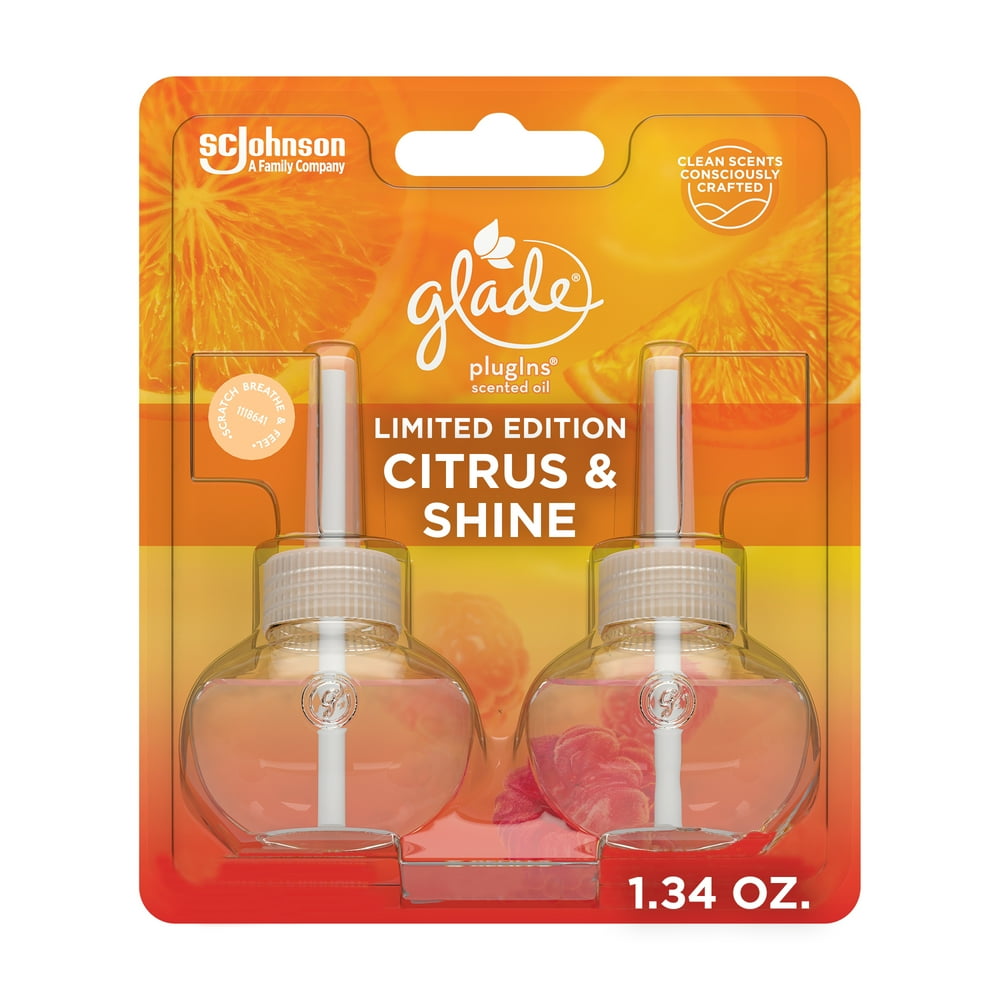 Glade PlugIns Scented Oil, Citrus & Shine, Scented Oil Diffuser, 2