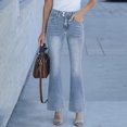 thumbnail image 7 of Wutalume Low Rise Jeans for Women Wide Leg Straight Cut, Stretch Denim with Pockets, Loose Fit Comfort for Casual Wear,Light Blue M, 7 of 7