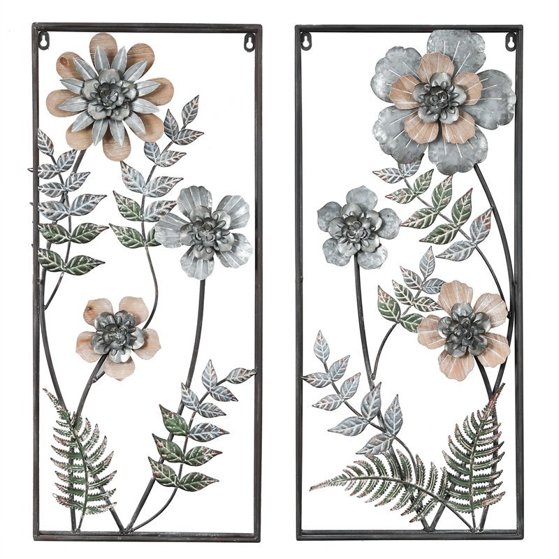 Luxen Home 2Piece Metal Flower Wall Panels, Wall Décor