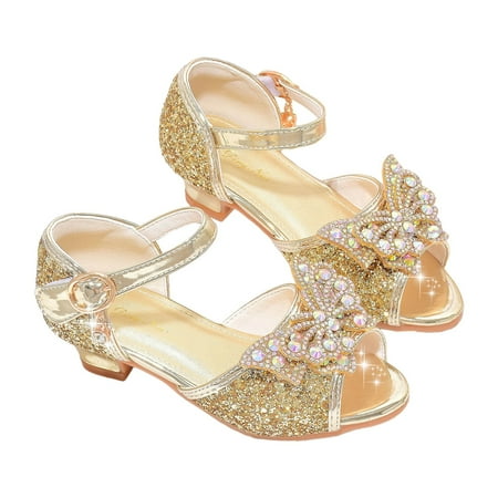 Gvdentm Toddler Girls Dress Shoes Oxford Wedding Dress Shoes Classic School Uniform Flats Formal Casual Loafer for Toddler Little Kid Girls Dress Shoes Size 11 (13 Gold)