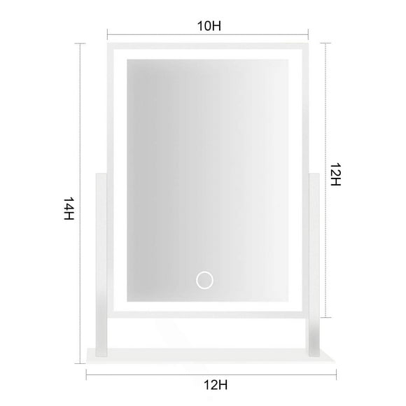 Lighted Makeup Mirror Hollywood Mirror Vanity Makeup Mirror with Lights Smart Touch control 3-gear Dimable Light 360ARotation (12in White)