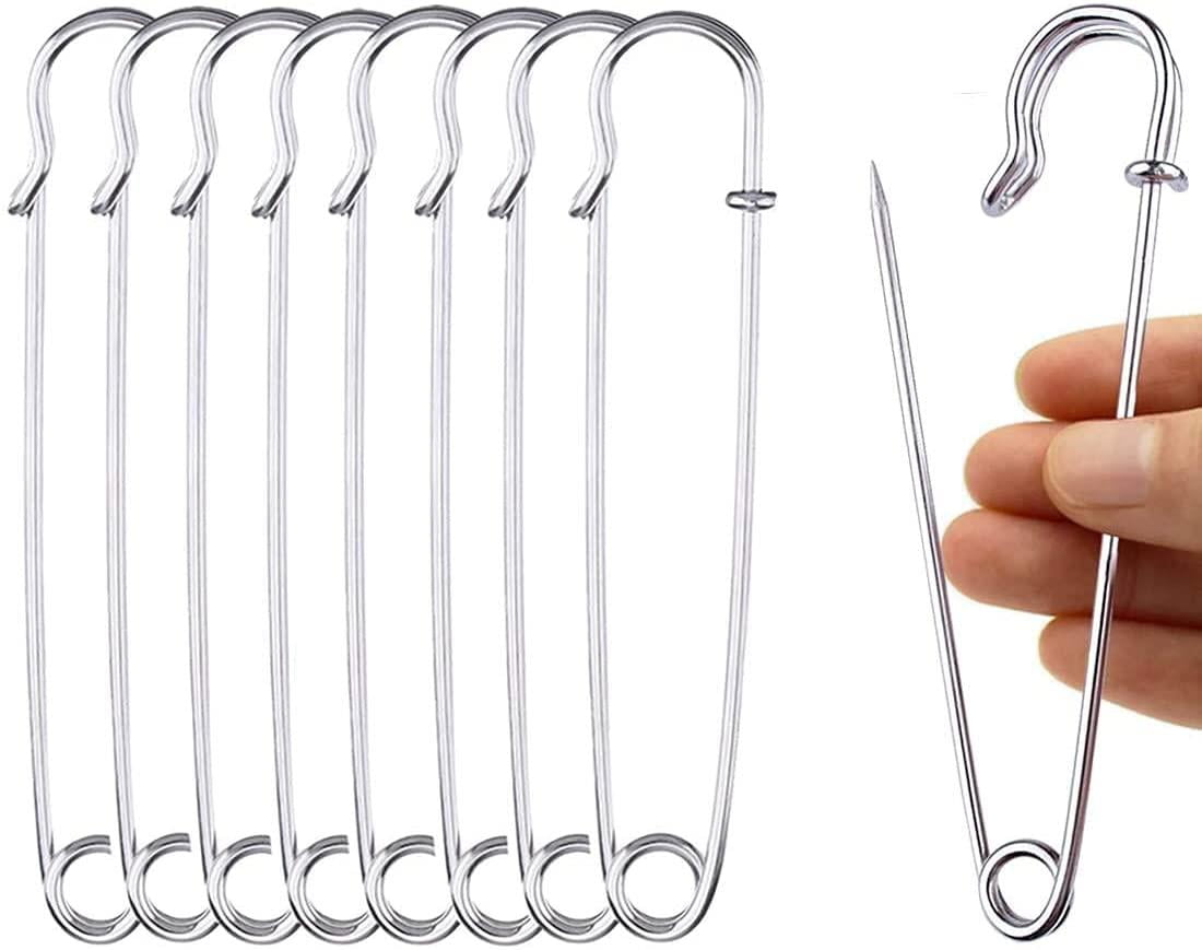 Large Safety Pins, 5 Inch Jumbo Safety Pins, Heavy Duty Stainless Steel  Oversize Safety Pins, Extra Large Pins for Blankets, Heavy Laundry