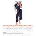 thumbnail image 5 of Mono de pierna ancha de manga corta con cordones y cuello en V Poliéster Moda Casual Ropa de mujer Azul S, 5 of 5