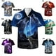 thumbnail image 2 of Camisas de manga corta con estampado 3D de animales y lobos, estilo moderno y moderno, con botones gráficos, para hombre, 2 of 5