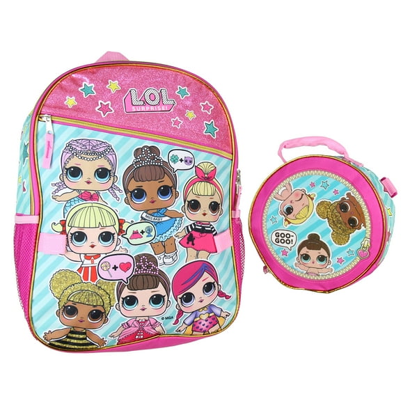 L.O.L Goo Goo 16" Large Backpack with Ball Lunch Bag