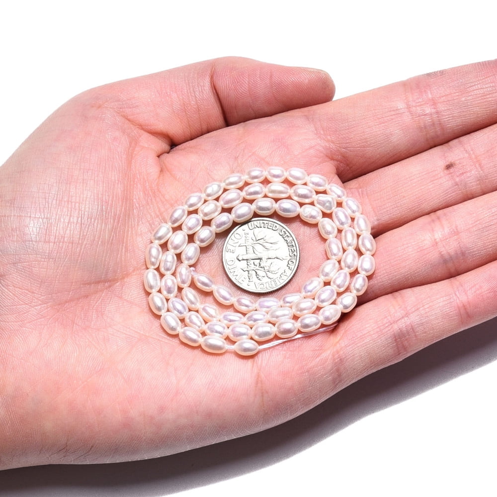 1Strand Natural Cultured Freshwater Pearl Beads Strands Rice Seashell Color 5~7x4mm Hole: 0.7mm about 61~71pcs/strand 13.98 inch(35.5cm)