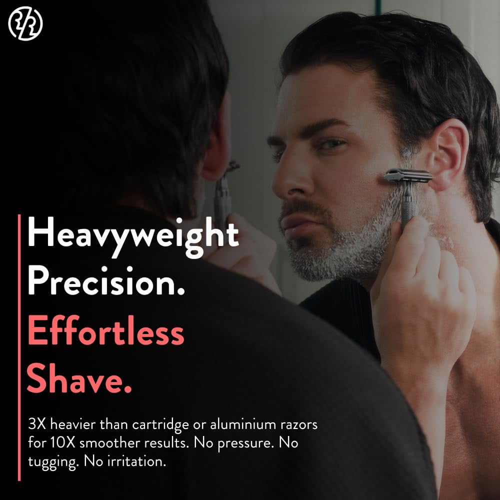 Rockwell Razors 6C Safety Razor with 6 Adjustable Settings and 5 Razor Blades, Gunmetal Chrome