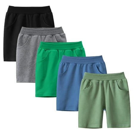 WOLLED 1-9T Toddler Baby Boy's Shorts Kids Summer Elastic Shorts Casual Shorts for Boys with Pockets Solid Color Quarter Shorts