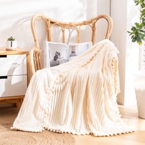 Djunllk Throw Blanket - Beige Microfiber Ultimate Cozy Soft Blanket, Breathable Fluffy Blanket All Season Use, 59.0" x 78.7"