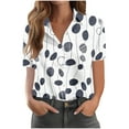 thumbnail image 3 of JURANMO Womens Floral Printed Button Down Shirts Summer Casual Short Sleeve Lapel Business Blouse Plus Size Vacation Work Blouses Navy XXXXXL Prime Sales Today, 3 of 5