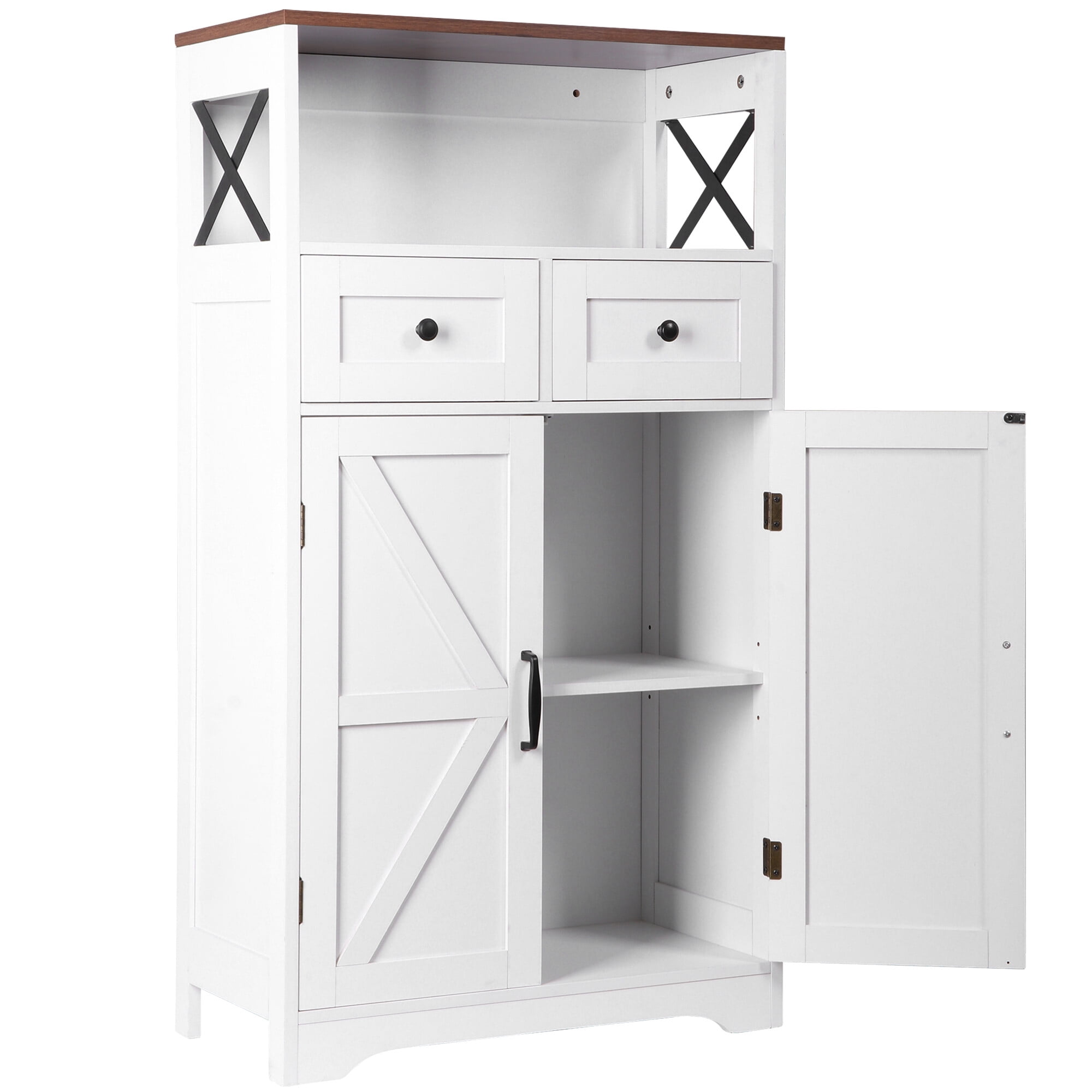 ZENSTYLE Storage Cabinet with 2 Drawers Durable Storage Organizer Floor Cupboard Home Decor White