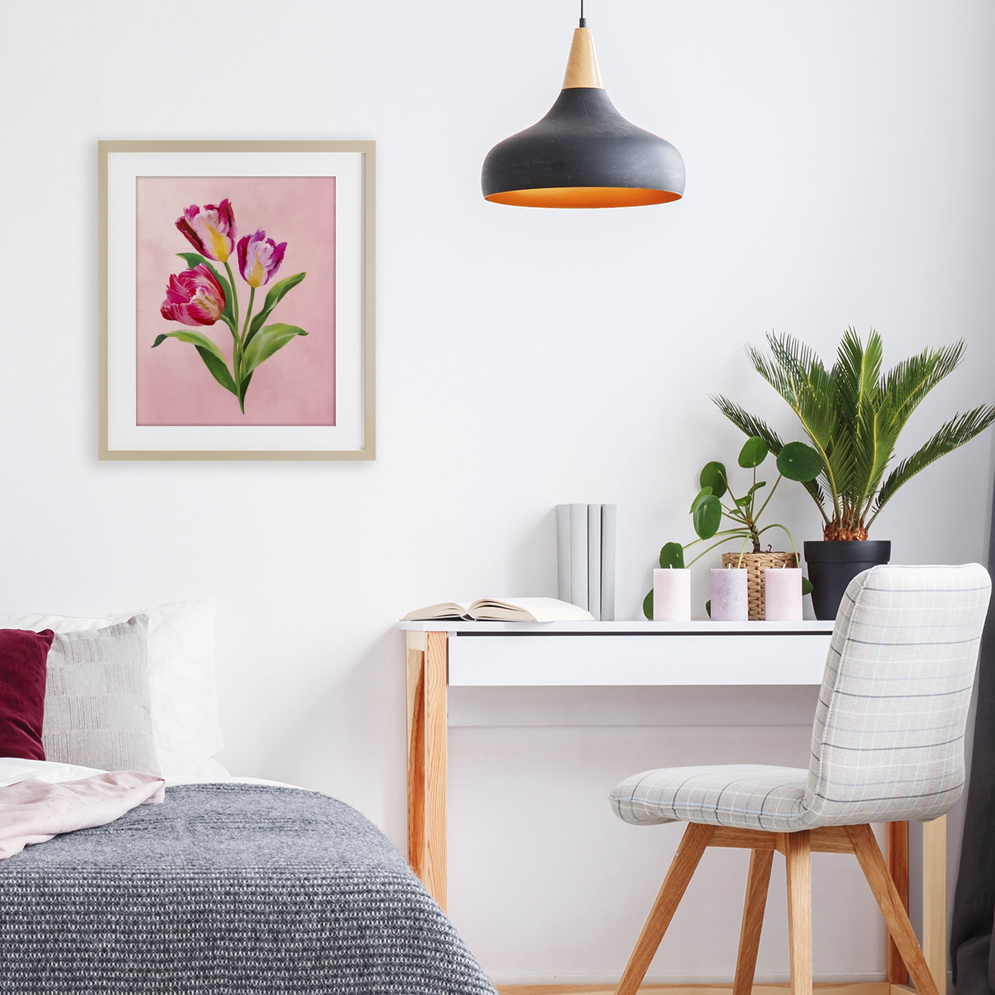 Stupell Industries Vibrant Magenta Tulips Birch Framed Print Under Glass, design by Diane Neukirch