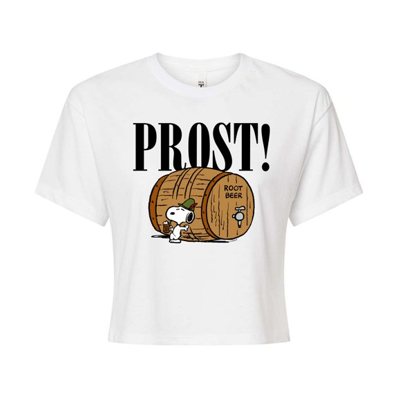 Peanuts - Prost Snoopy Root Beer - Juniors Cropped Cotton Blend T-Shirt