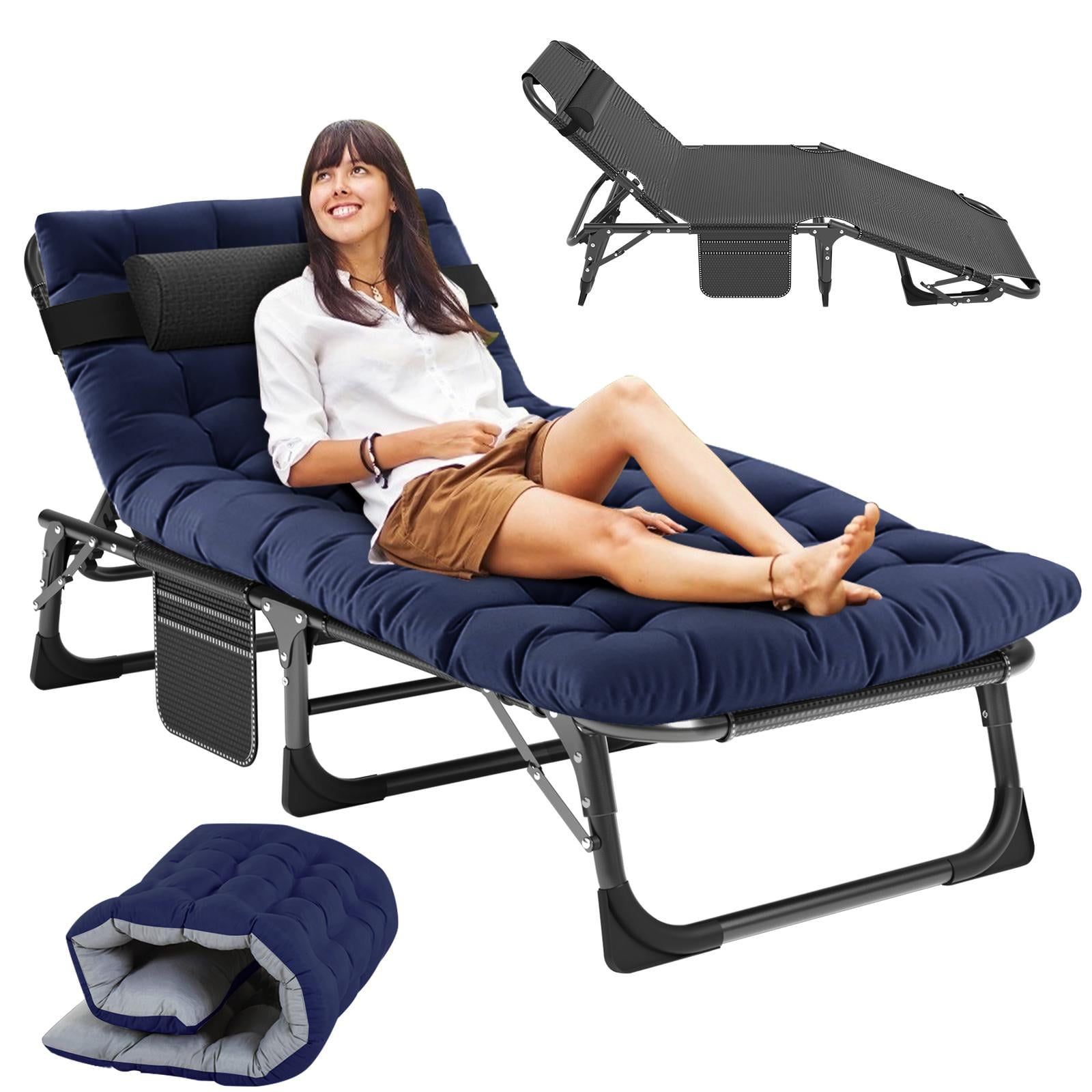 MOPHOTO Adults Patio Lounge Chairs, Folding Camping Cot, Patio Chaise