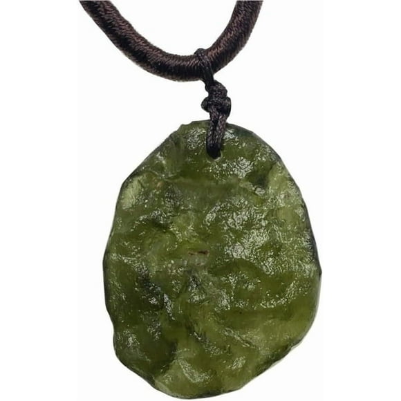 Collier de Cristal Moldavite, Cristal de Météorite Brut, Collier de Cristaux de Guérison Tektite Irrégulier, Vert