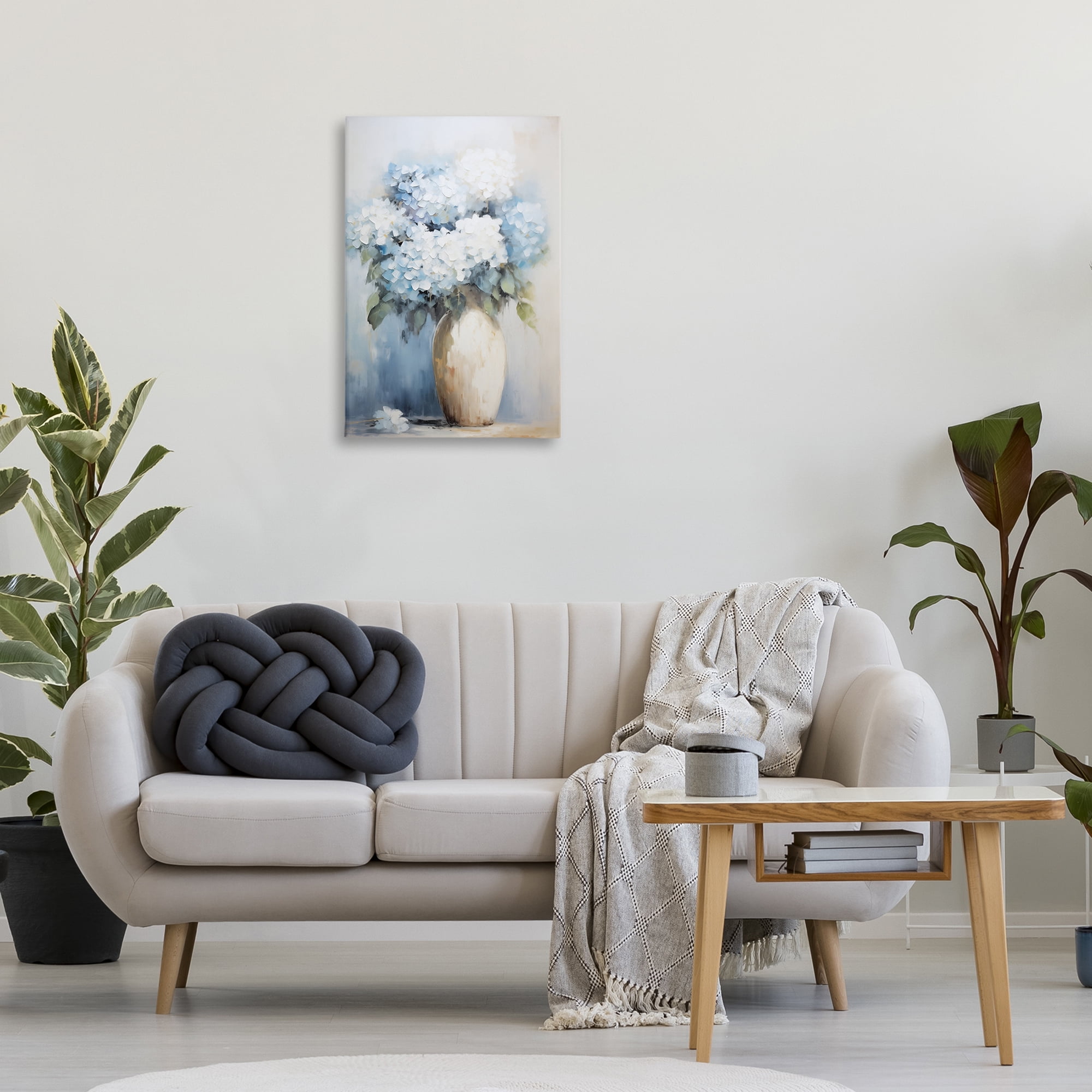 Stupell Industries White & Blue Hydrangeas Botanical & Floral Painting Gallery Wrapped Canvas Art Print Wall Art, 20 x 30
