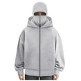 thumbnail image 4 of UngA Unisex Women Men Full Zipper Hooded Casual Double Hood Long Sleeved Warm And Winter Outfits Streetwear Sportswear Hoodie Jacket (Grey,M), 4 of 5