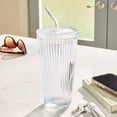 thumbnail image 6 of Better Homes & Gardens Glass 21oz Tumbler Ribbed with Glass Lid and Straw, 6 of 12
