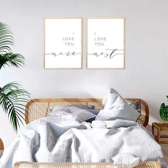 UNFFRAMED Luvia Set of 2 I Love You More Poster Wall Art Minimalist Quote Prints Romantic Bedroom Decor for Couples Set 2 Prints 8x12